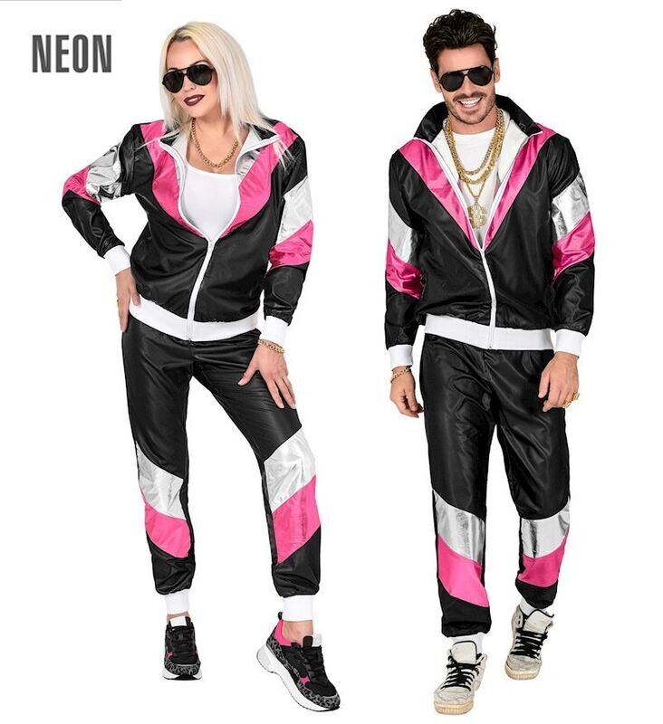 Costume Combinaison de Sport aspect cuir, veste et pantalon, Taille M, Néon (déguisement)pour Carnaval, soirée à thème, anniversaire, etc.