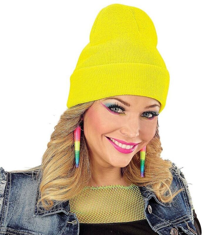 Bonnet jaune néon fluo, pour carnaval, soirée à thème, anniversaire, etc.