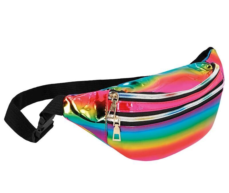 Sac banane holographique couleur arc-en-ciel, pour carnaval, soirée déguisée, anniversaire, etc.
