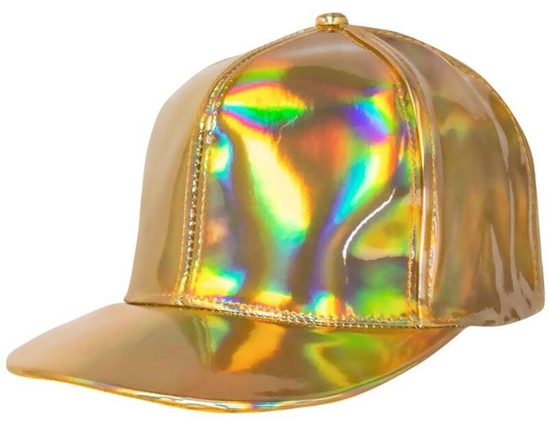 Casquette holographique dorée, réglable, pour carnaval, anniversaire, soirée à thème, etc.