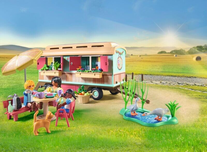 Playmobil 71441 Roulotte café Boutique - Country - avec 4 Animaux et 3 Personnages - Jouet fabriqué avec Plus de 80% de matériaux recyclés ou biosourcés en Moyenne. Dès 4 Ans