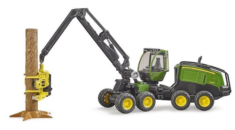 BRUDER Tracteur forestier, Abatteuse John Deere 1270G avec 1 tronc d&#39;arbre