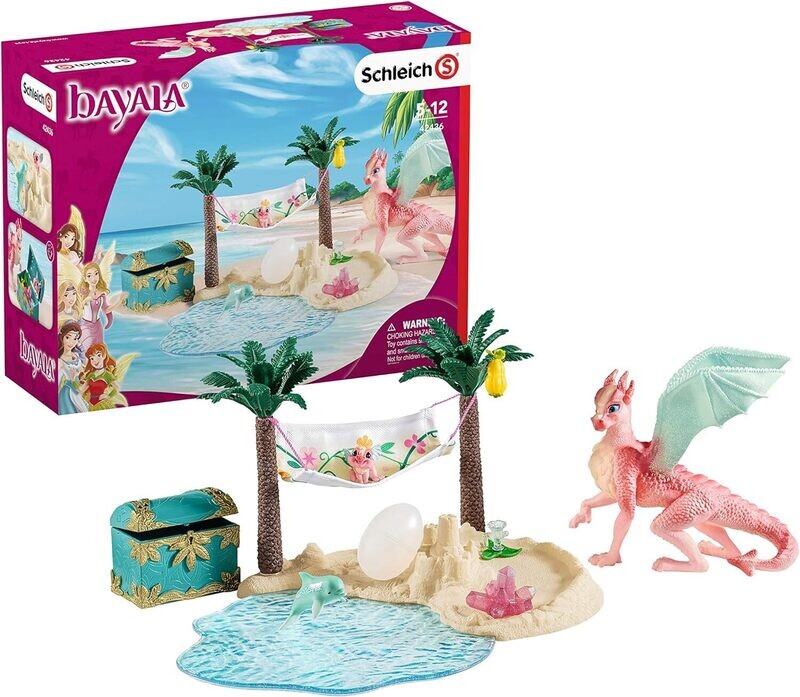Schleich Bayala île avec dragon, dauphin et trésor