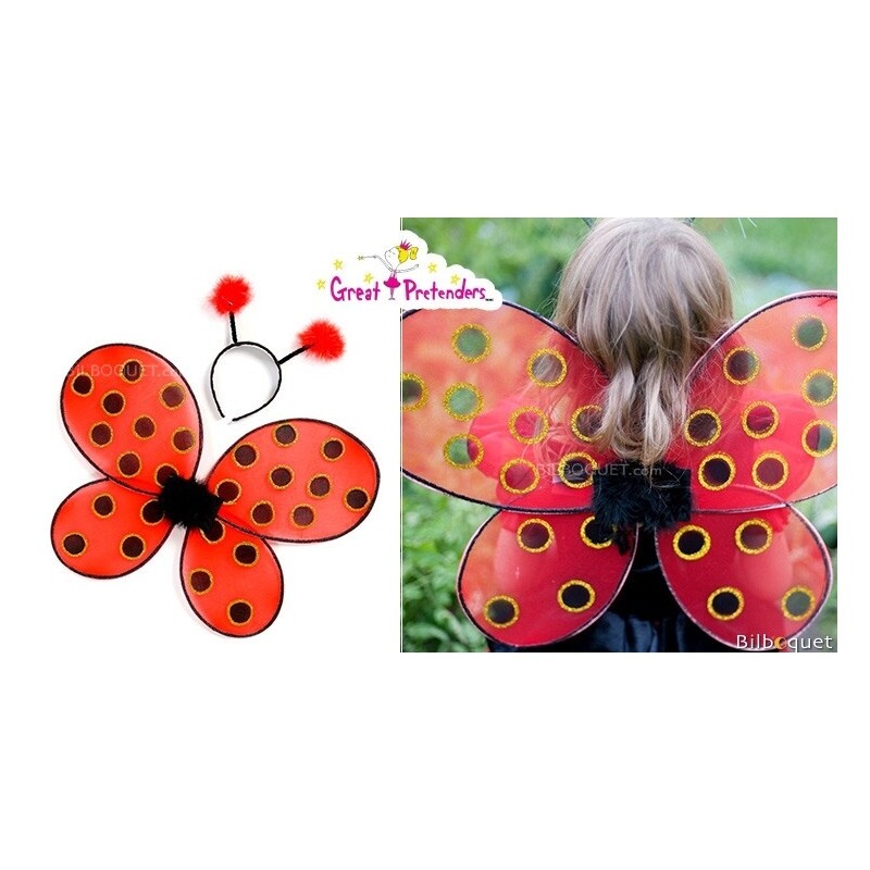 Ailes de coccinelle avec serre tête (déguisement), pour le carnaval ou un anniversaire