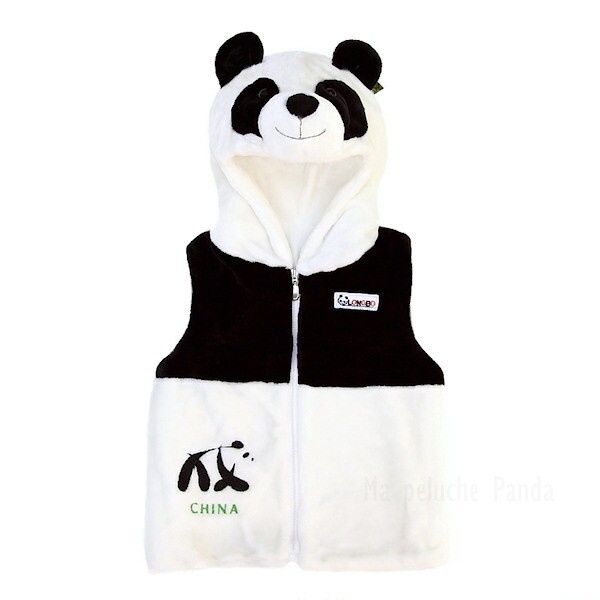 Gilet en peluche panda pour enfant 4 ans (déguisement)pour carnaval, anniversaire, soirée déguisée, etc.
