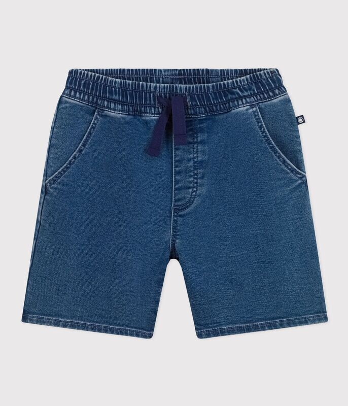 Petit Bateau Short en jeans denim stretch avec taille élastique