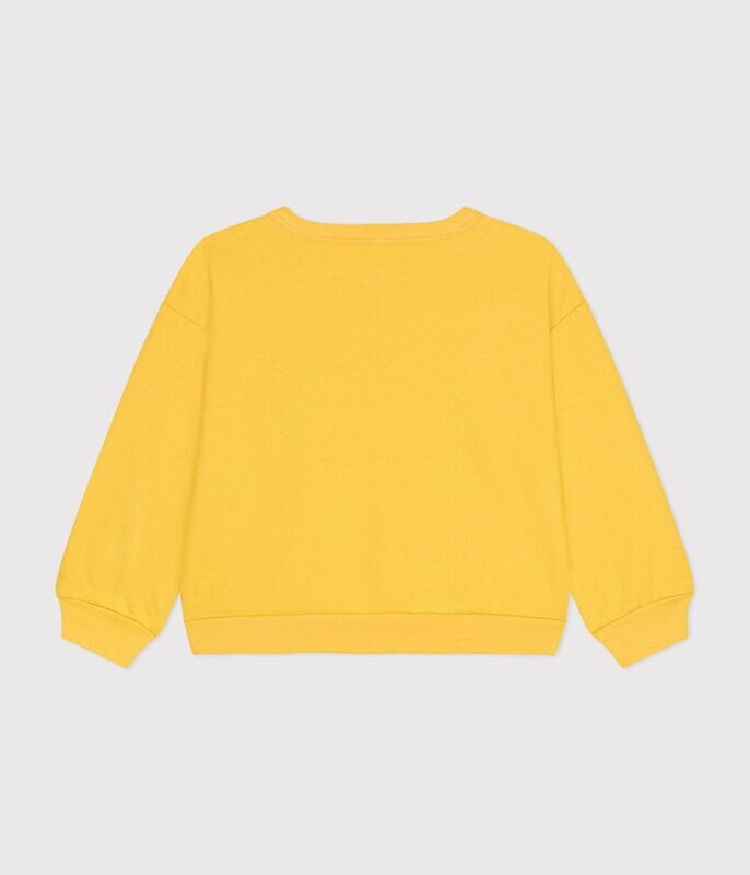 Petit Bateau Pull en molleton léger, jaune imprimé Arc-en-ciel, enfant fille/ garçon
