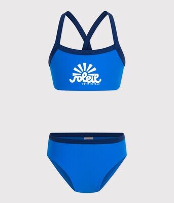 Petit Bateau Maillot de bain 2 pièces  bleu sérigraphié Soleil