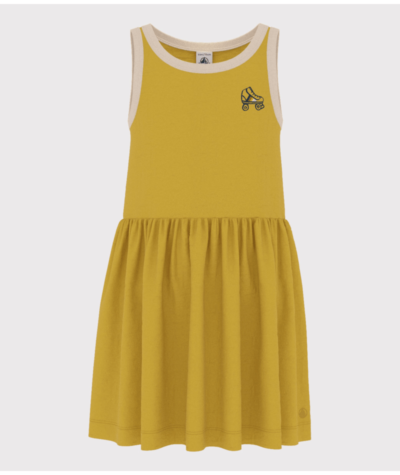 Petit Bateau Robe sans manches couleur jaune nectar imprimé roller