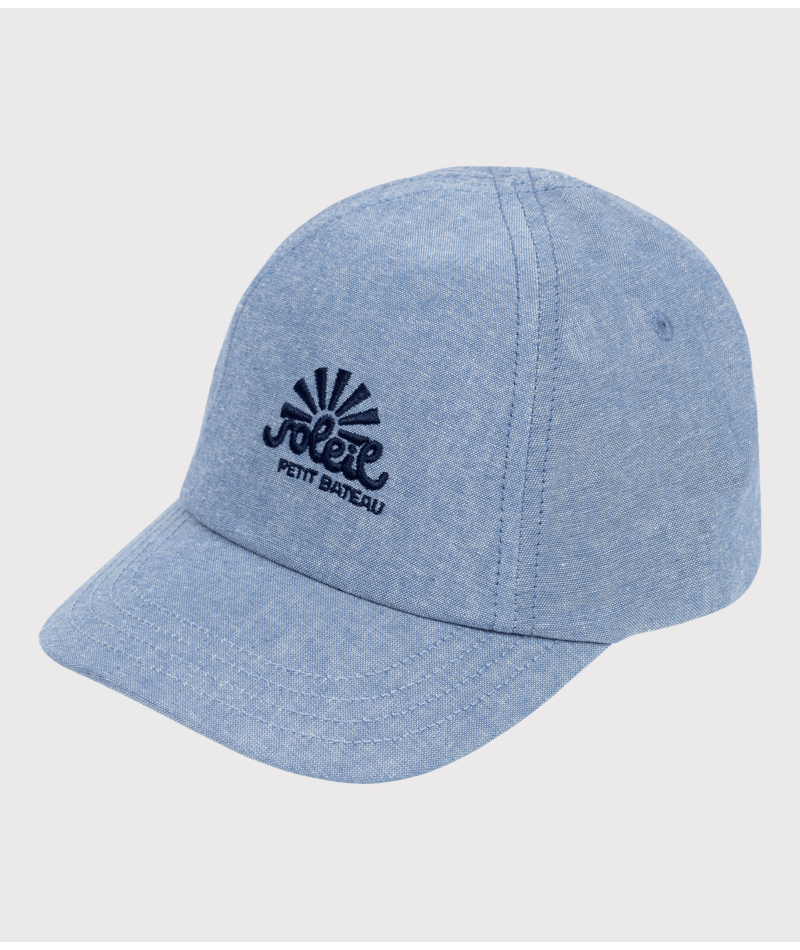 Petit Bateau Casquette jeans bleu, brodé Soleil