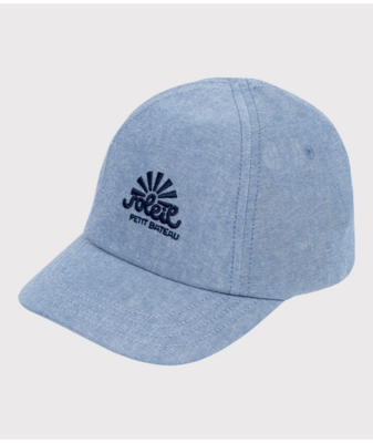 Petit Bateau Casquette jeans bleu, brodé Soleil