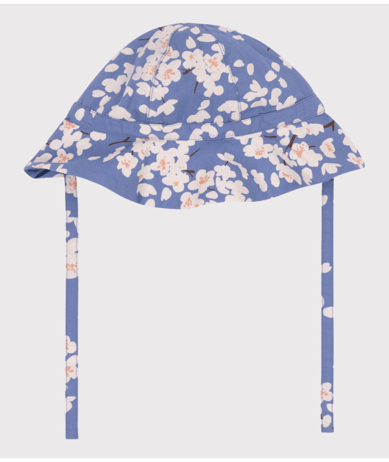 Chapeau d&#39;été capeline, couleur bleu beach imprimé fleuri