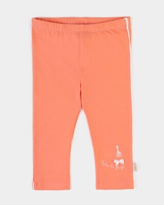 Pantalon jersey leggings couleur orangé brodé Sophie la Girafe