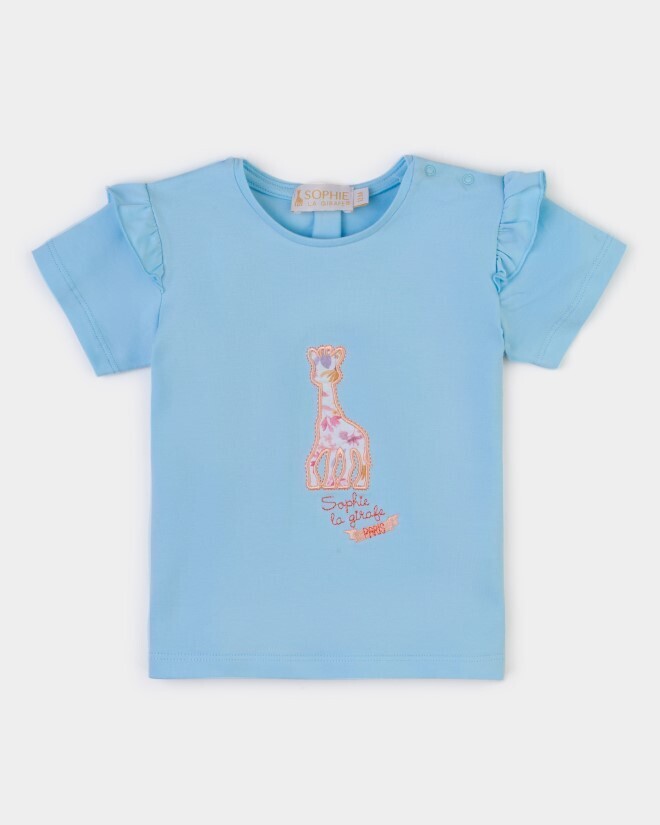 T-shirt bleu brodé Sophie la Girafe
