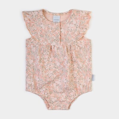 Combinaison courte pour l&#39;été en jersey fleuri couleur rose pâle