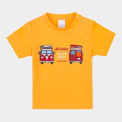 T-shirt orange sérigraphié van rouge, beautiful souvenir