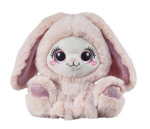 Peluche Lapin à paillettes rose 16cm