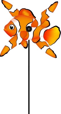 Eolienne Paddle Spinner Clown Fish, hauteur 117 cm, largeur 49 cm, résistant aux intempéries/UV