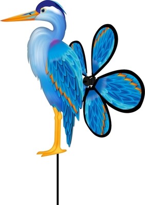 Eolienne Spin Critter Blue Heron hauteur 63 cm, largeur 32 cm, résistant aux intempéries et UV
