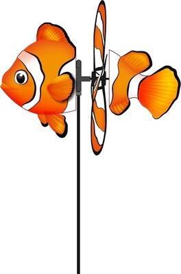 Eolienne Spin Critter Clownfish hauteur 117 cm, largeur 49 cm, résistant aux intempéries et UV