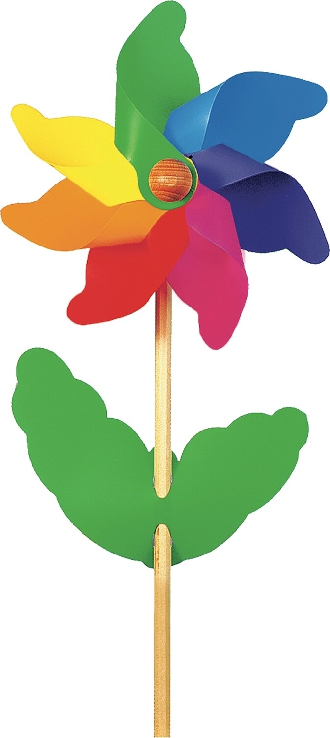 Eolienne Fleur Mini ø 21 cm, plastique, tige en bois l: 58 cm