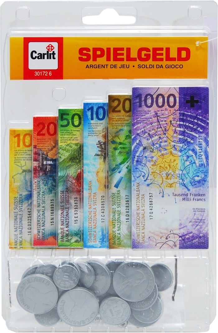 Argent de jeu Franc suisse billets, pièces de monnaie en plastique, dès 5 ans