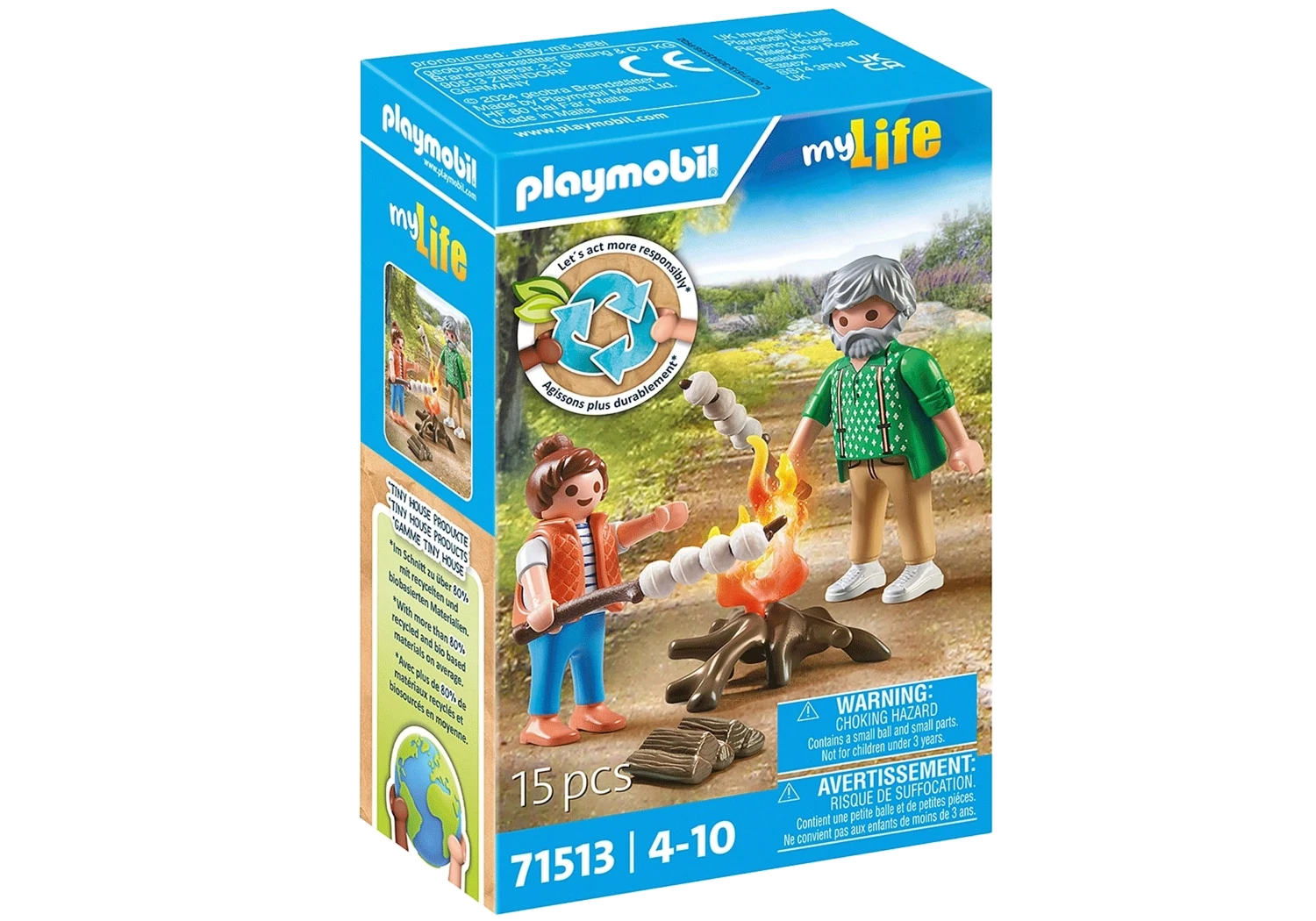 Playmobil Grand-père avec petite fille et feu de camp