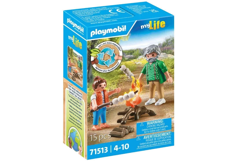 Playmobil Grand-père avec petite fille et feu de camp