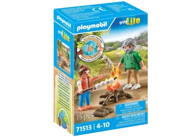 Playmobil Grand-père avec petite fille et feu de camp
