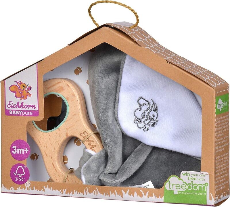 Baby Pure hochet hêtre certifié FSC, Jouet en Bois Durable, avec Miroir, Convient aux Enfants dès Les Premiers Mois de la Vie