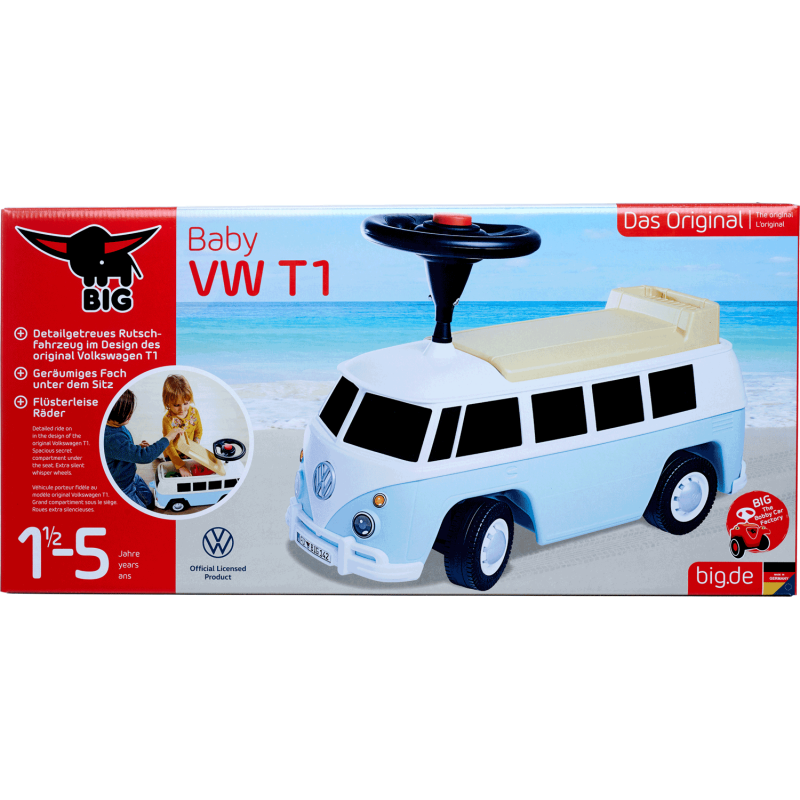 Big Porteur enfant Baby VW T1 Van bleu