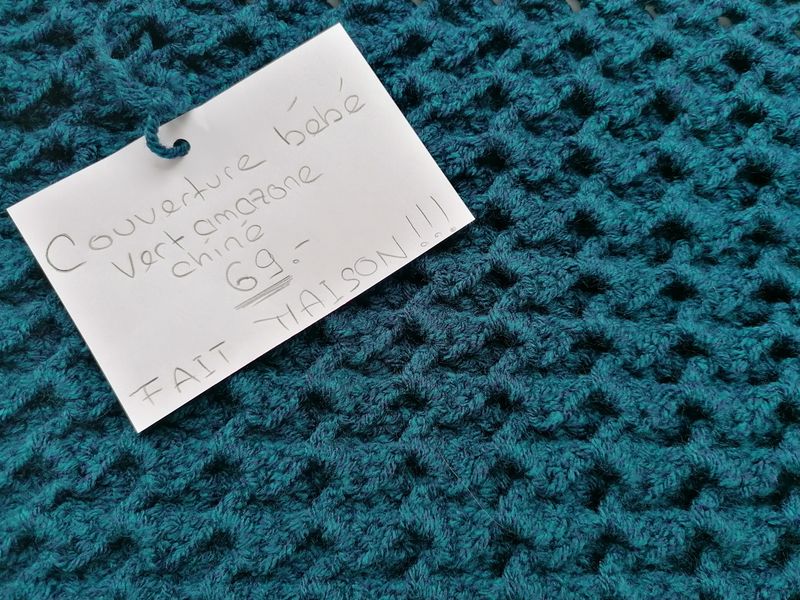 Petite couverture  couleur Vert Amazone Chiné, FAIT MAISON!!!