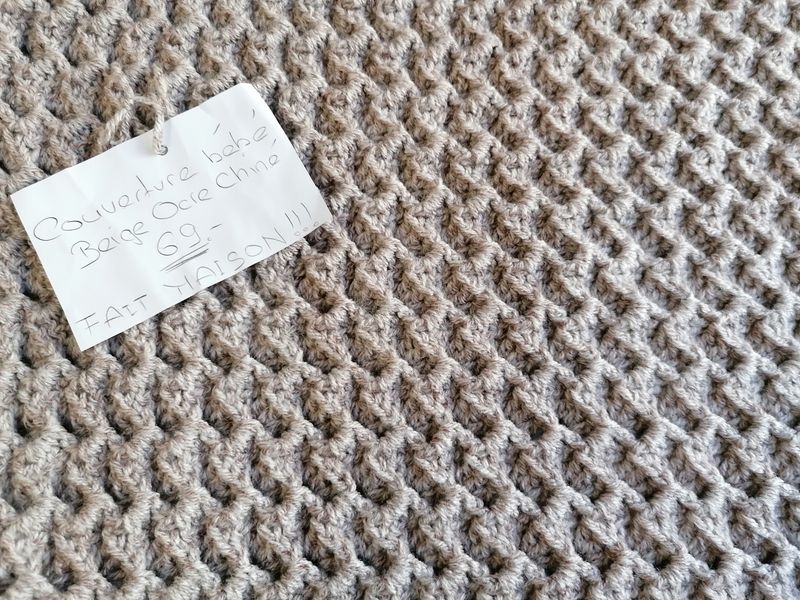 Petite couverture couleur Beige Ocre Chiné FAIT MAISON!!!