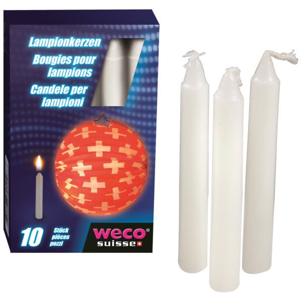 Bougies pour lampions  du 1er août, 10 pièces, Fête nationale Suisse
