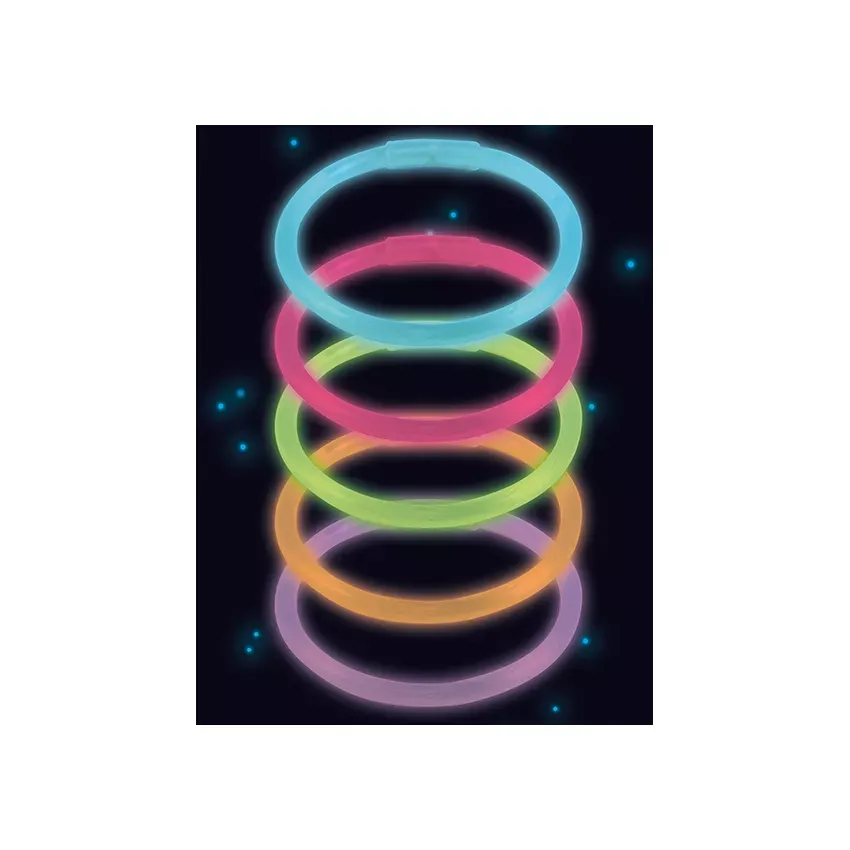 10 bracelets lumineux couleurs assorties longueur 20cm, glow in the dark, pour soirée déguisée, carnaval, anniversaire fun