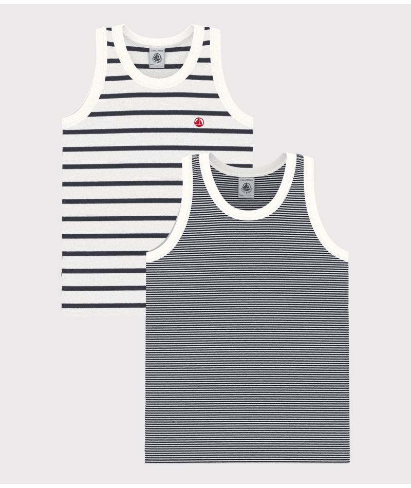 Petit Bateau Lot de 2 débardeurs rayés petit garçon
