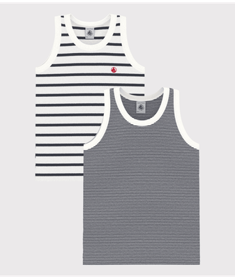 Petit Bateau Lot de 2 débardeurs rayés petit garçon