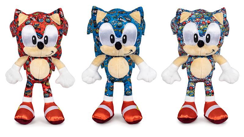 Peluche Sonic Pop Comic 30 cm, un bleu et un rouge