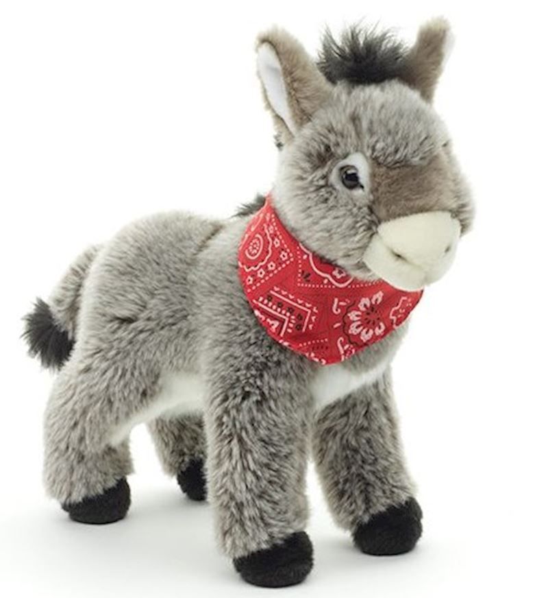 Peluche Âne gris avec bandana rouge
