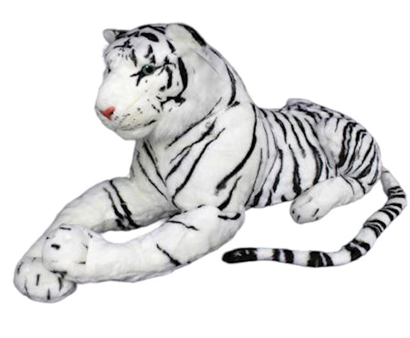 Peluche Tigre blanc couché, 90 cm