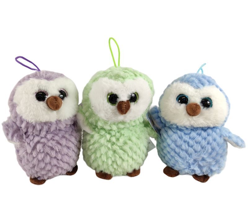 Peluche Chouette Hibou 15 cm, couleurs assorties