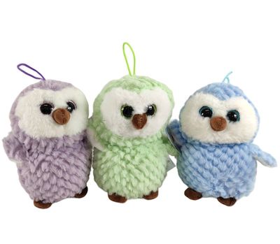 Peluche Chouette Hibou 15 cm, couleurs assorties
