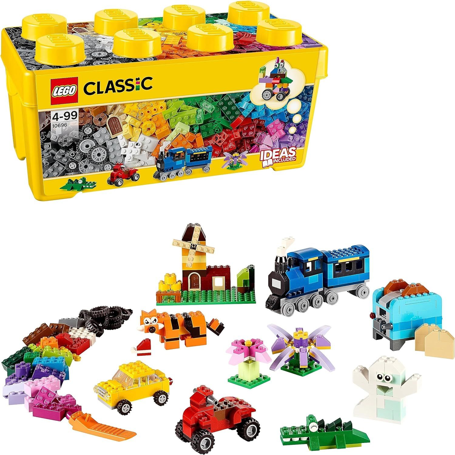 LEGO 10696 Classic La Boîte de Briques Créatives, Jouet et Ensemble de Rangement avec Briques, Roues, Fenêtres