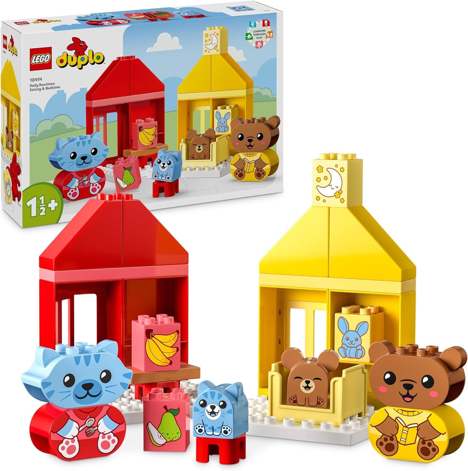 LEGO 10414 Duplo My First Mes Rituels Quotidiens - Le Repas et Le Coucher, Jouet de Développement Social et d&#39;Émotions, 4 Figurines Animales