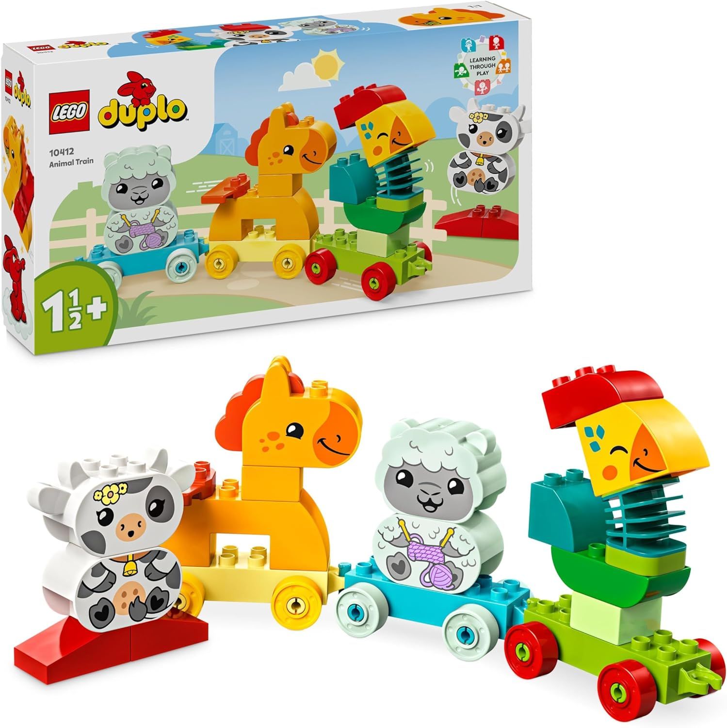LEGO 10412 Duplo My First Le Train des Animaux, Jouet à Roues pour Enfants, Animaux Créatifs à Construire et Reconstruire