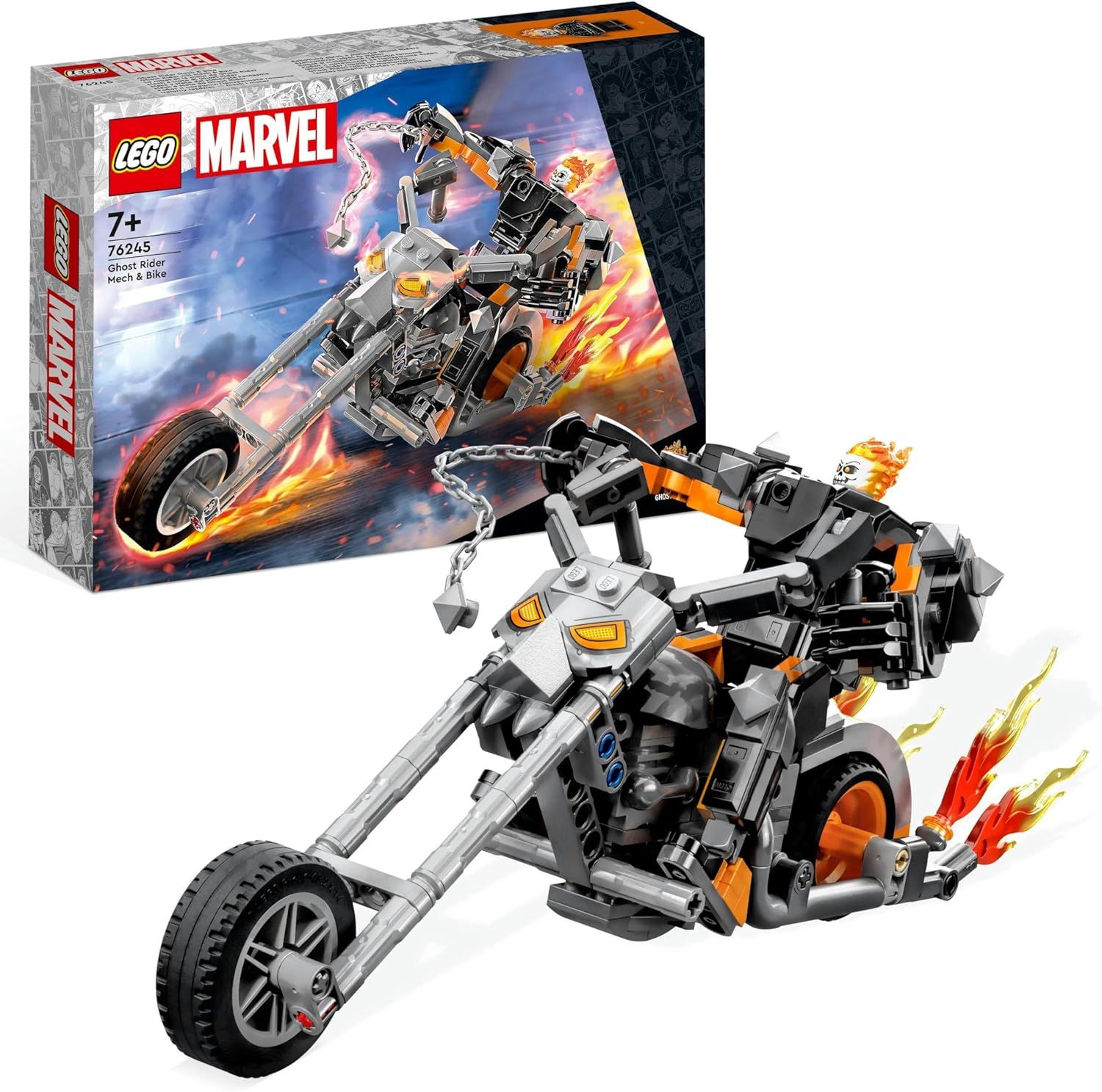 LEGO Marvel 76245 Le Robot Et La Moto De Ghost Rider, Jouet De Construction avec Figurine Super-Héros