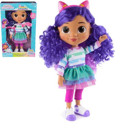 Gabby chat et la Maison Magique - Gabby Dollhouse - POUPÉE À FONCTIONS GABBY 30 CM - Avec Accessoire Oreilles De Chat - Sons &amp; Lumières - Dessin Animé Gabby Et La Maison Magique