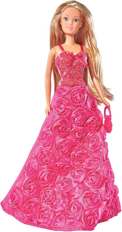 Poupée Steffi Love Princesse Gala Fashion Princesse dans Une Magnifique Robe Rose avec Sac à Main, 29 cm, à partir de 3 Ans