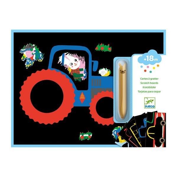 Djeco Cartes à gratter Véhicules à découvrir. tracteur, etc.