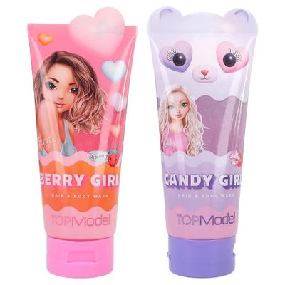 TOP Model Shampooing et gel douche BEAUTY and ME, senteur bubble gum et baies, 2 assortis